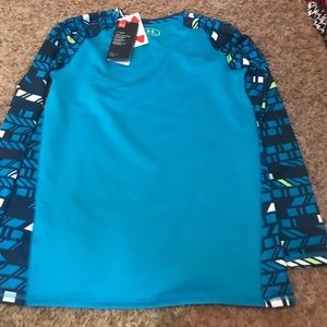 Under Armour Girls YXL Fitted Long Sleeve Blue Coldgear Athletic T-Shirt